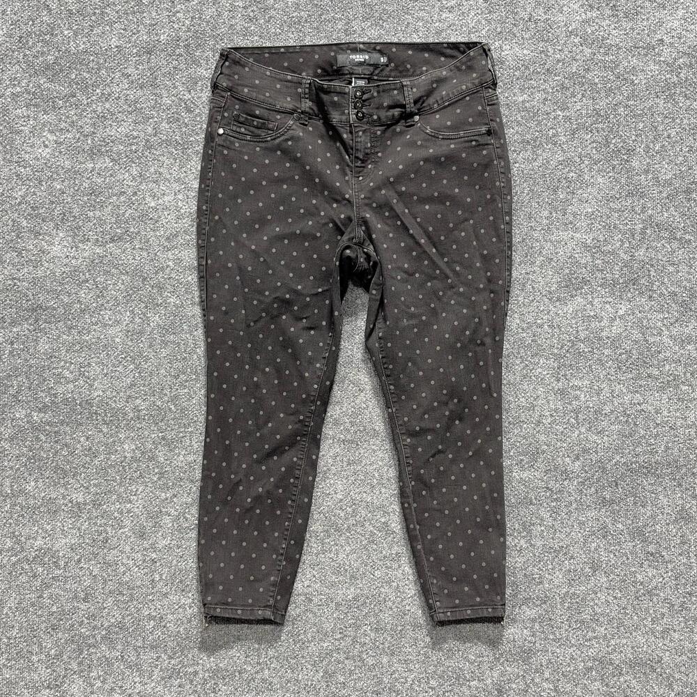 Torrid Jeans Womens 16R Gray Dark Wash Mid Rise Skinny Ankle Zip Polka Dot Denim